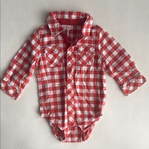 Cat & Jack Orange & White Checkered Bodysuit Size 3-6 months